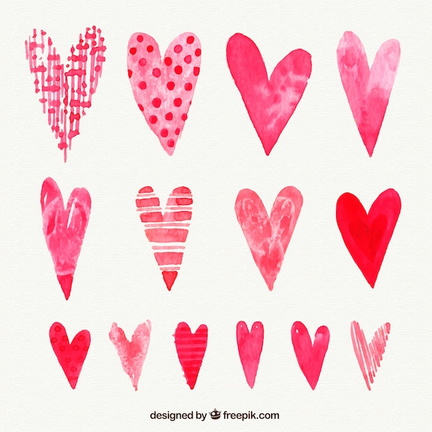 Hand painted collection of valentine hearts