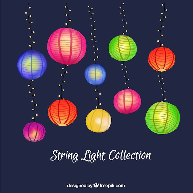 Free vector hand-painted colored lanterns collection