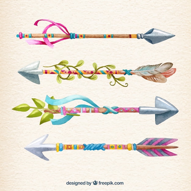 Free vector hand painted colorful arrows