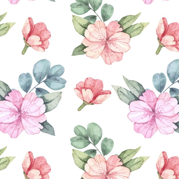 Hand painted colorful botanical pattern