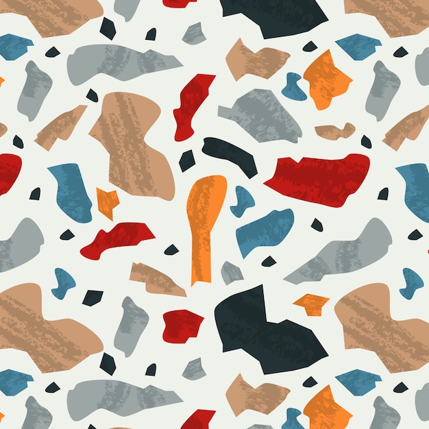 Hand painted colorful terrazzo pattern design