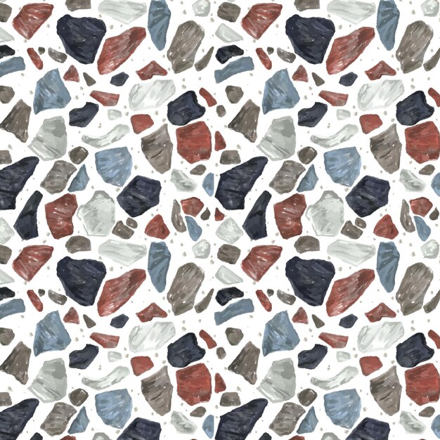 Hand painted colorful terrazzo pattern