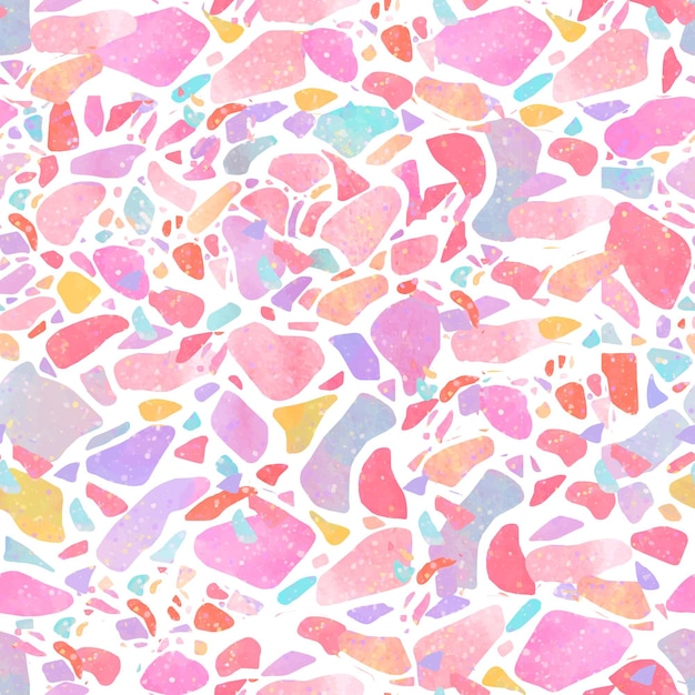 Hand painted colorful terrazzo pattern