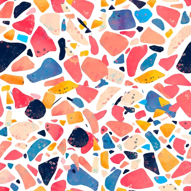 Hand painted colorful terrazzo pattern