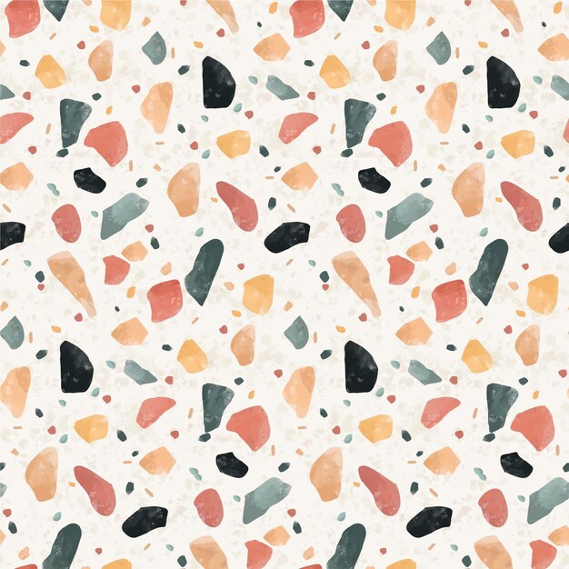 Hand painted colorful terrazzo pattern