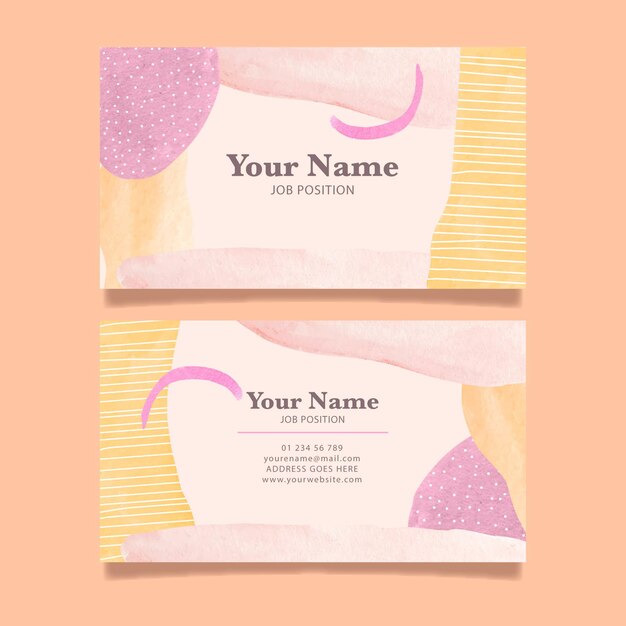 Hand painted company cards template with abstract shapes