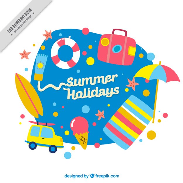 Free Vector hand painted cute summer accessories background
