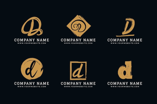 Коллекция логотипов d с ручной росписью