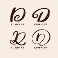 Бесплатное векторное изображение Коллекция логотипов d с ручной росписью