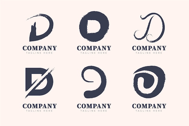 Free vector hand painted d logo template collection