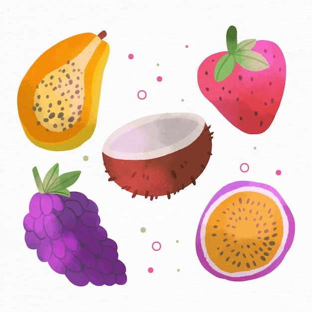 Free vector hand painted delicious fruit collection