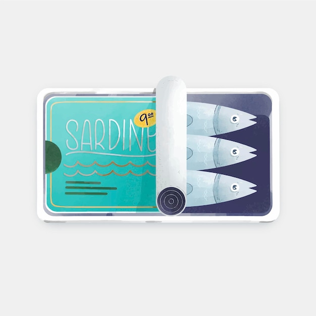 Free vector hand painted delicious sardine illustration