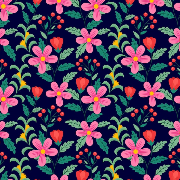 Hand painted exotic floral pattern