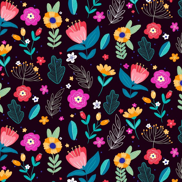 Hand-painted exotic floral pattern