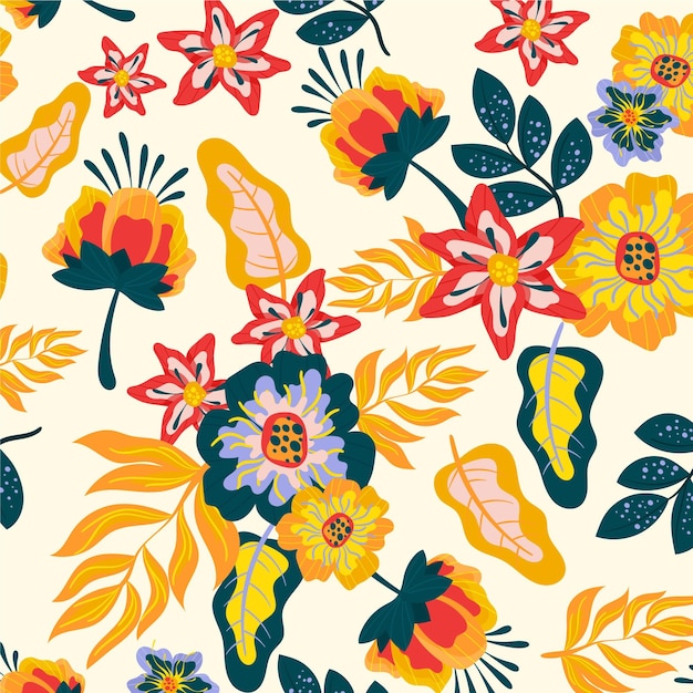 Бесплатное векторное изображение Ручная роспись экзотическим цветочным узором