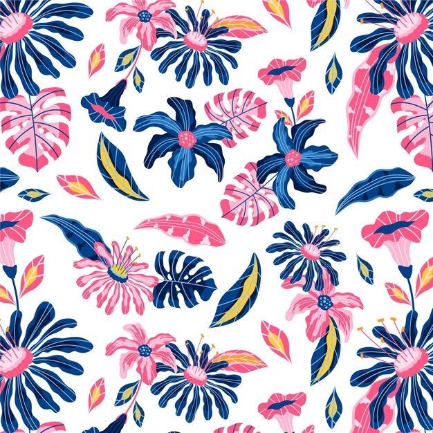 Hand painted exotic floral pattern