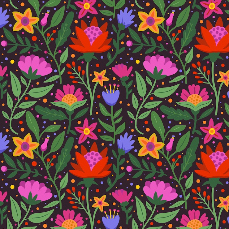 Free Vector hand painted exotic floral pattern