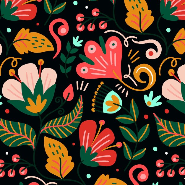 Hand painted exotic floral pattern