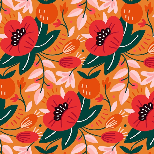 Free vector hand painted exotic floral pattern