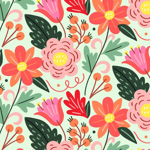 Hand painted exotic floral pattern