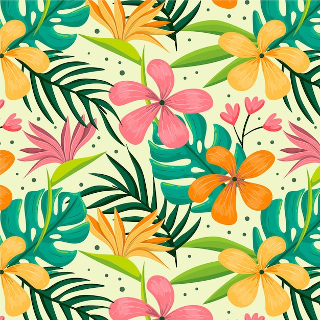 Hand painted exotic floral pattern