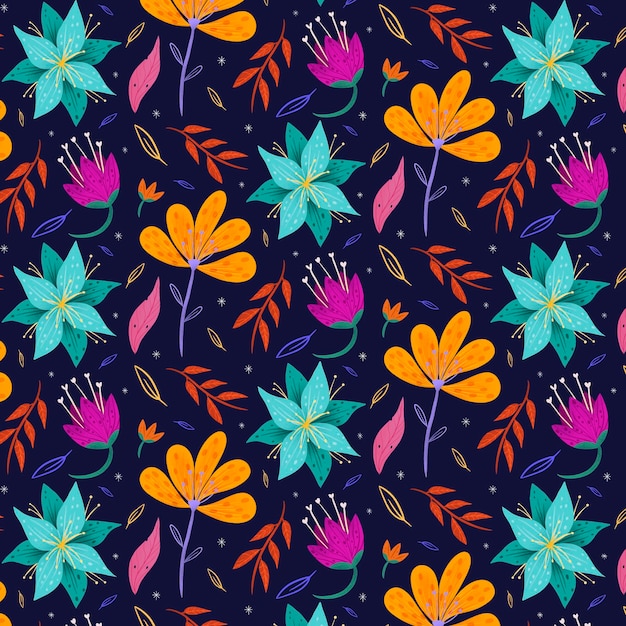 Hand painted exotic floral pattern