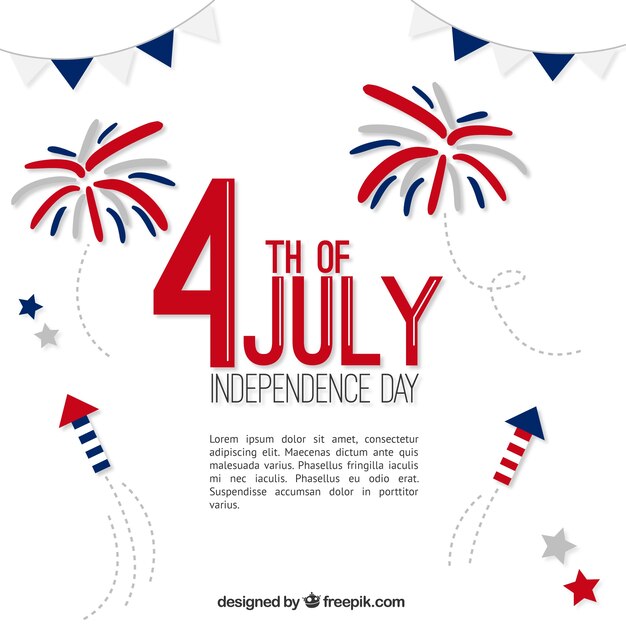 Бесплатное векторное изображение Ручная роспись фейерверк фон день независимости