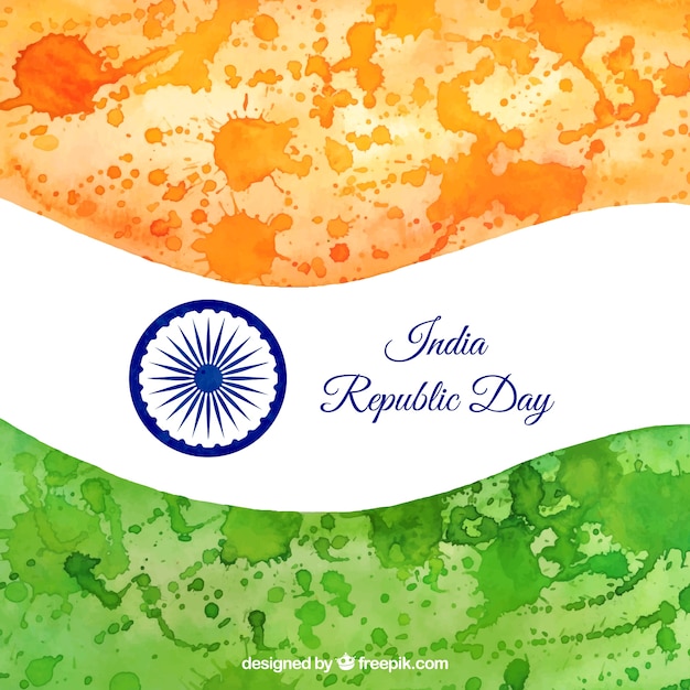 Free vector hand painted flag of india republic day background