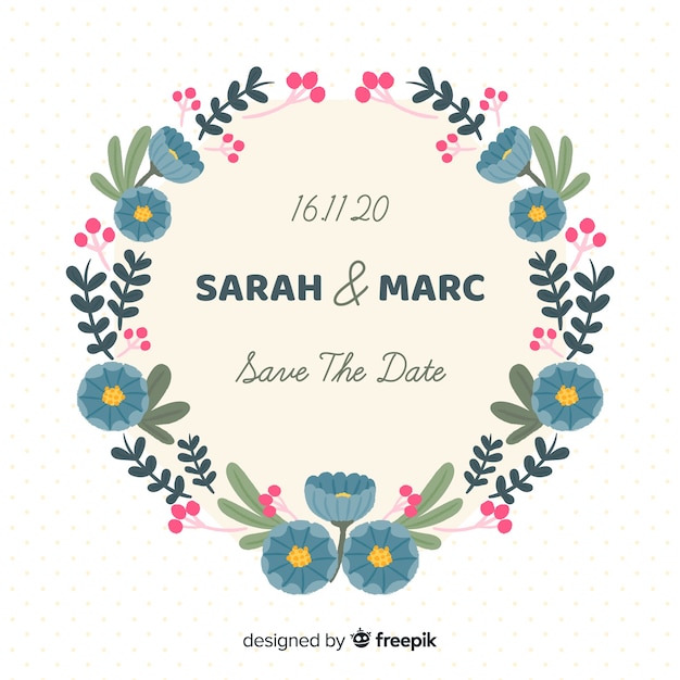 Hand painted floral frame wedding invitation