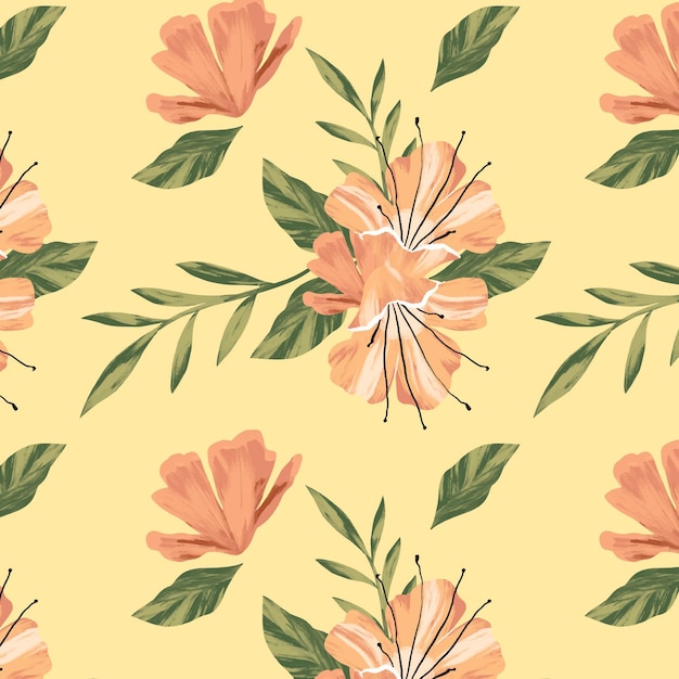 Hand painted floral pattern in peach tones