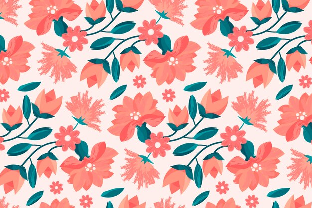 Hand painted floral pattern in peach tones