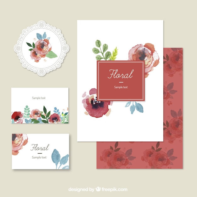 Free vector hand painted floral stationery