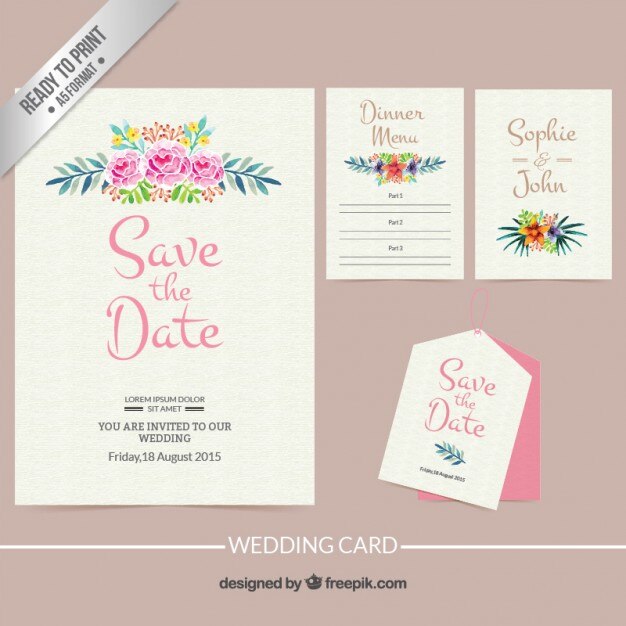 hand painted floral wedding invitation