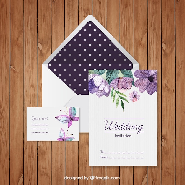hand painted floral wedding invitation 