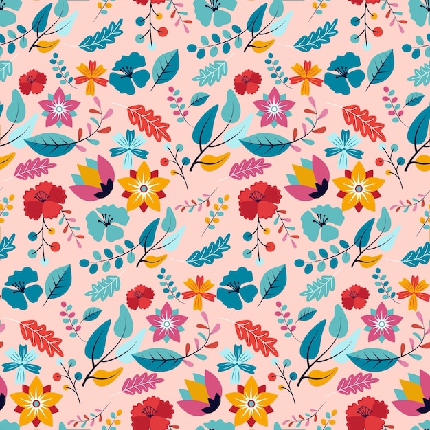 Hand painted flowers on fabric pattern