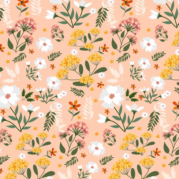 Free vector hand painted flowers on fabric pattern