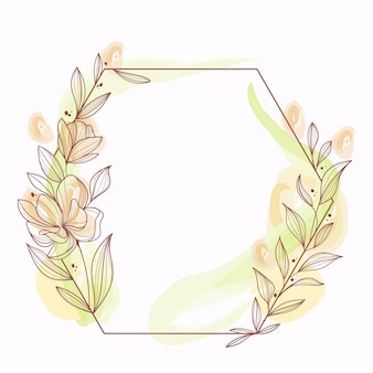 Hand painted flowers hexagonal frame