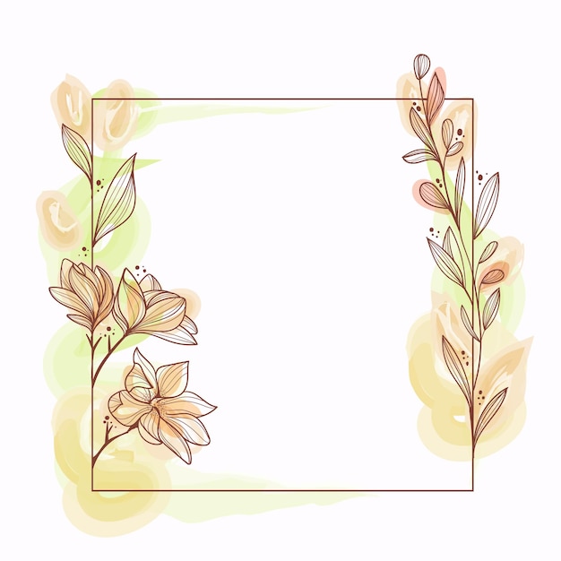 Hand painted flowers squared frame