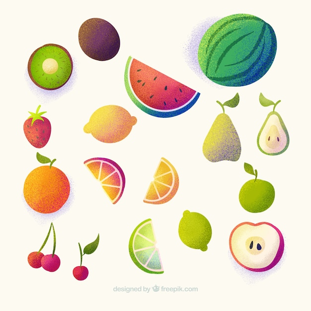 Free vector hand painted fruits pack