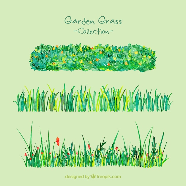 Free vector hand painted garden grass pack