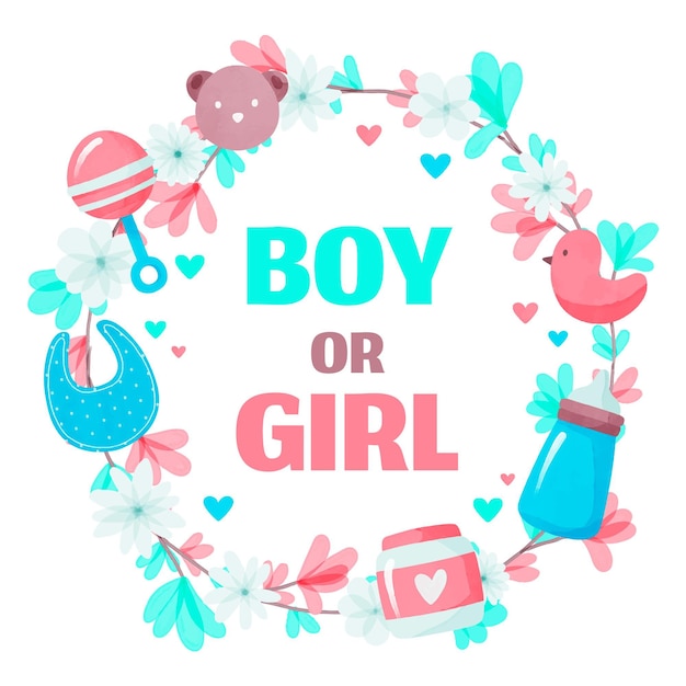 Free vector hand painted gender reveal party concept