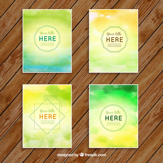 Free vector hand painted green brochures