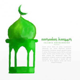Dipinto a mano disegno moschea verde
