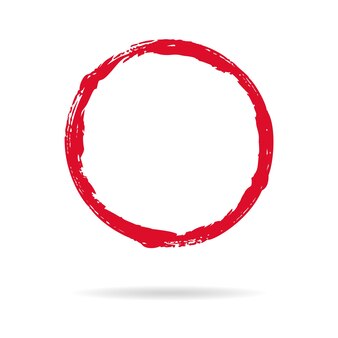 Ручная роспись гранж круг. красная круглая капля рисованной с чернильной кистью. векторная иллюстрация
