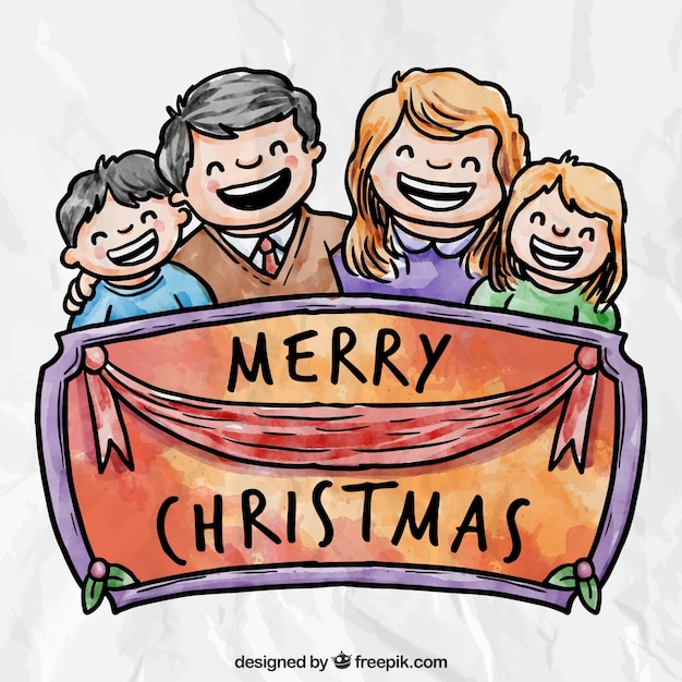 Hand painted happy christmas family