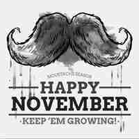 Free vector hand painted happy movember card