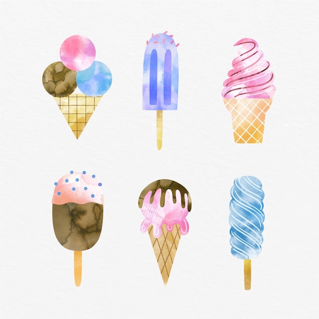 Free vector hand painted ice cream set