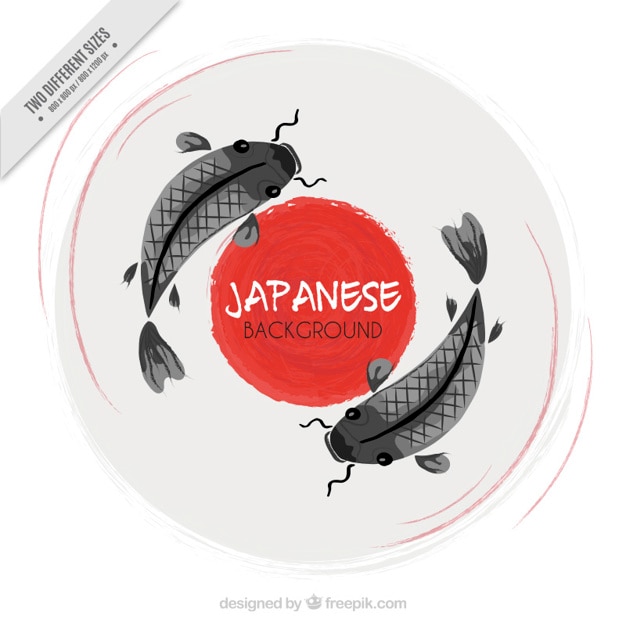 Free vector hand painted japanese fishes background