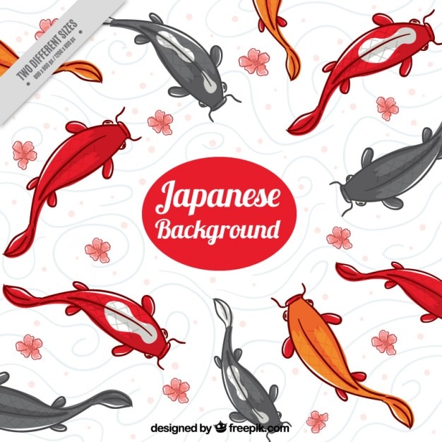 Free vector hand painted japanese fishes background