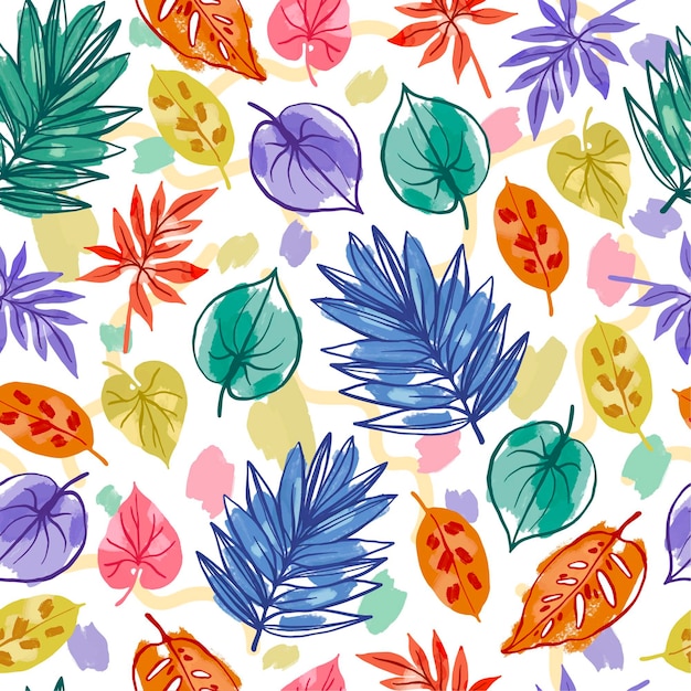 Free vector hand painted leaves pattern